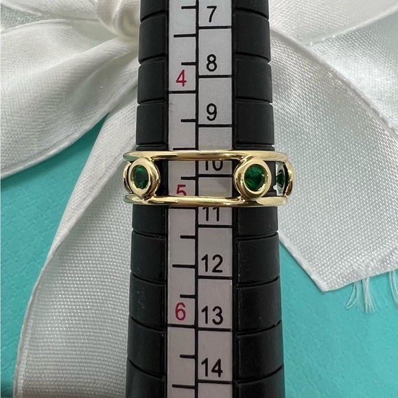 Tiffany & Co.18k Yellow Gold Emerald Elsa Peretti Color By The Yard Ring 4.75 - Picture 6 of 7